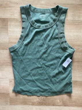 NWT Old Navy Olive Green Ribbed Tank Top 95% Cotton Size Large